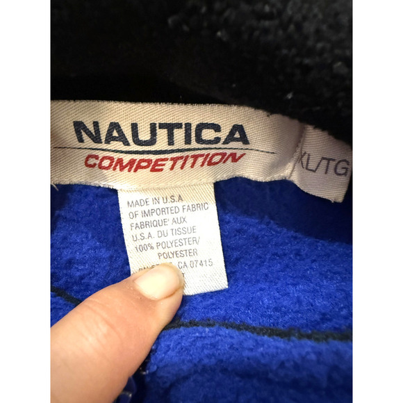 Vintage Nautica Jacket Mens XL Competition Fleece Full Zip Sleeve Made USA 90s - Picture 4 of 9
